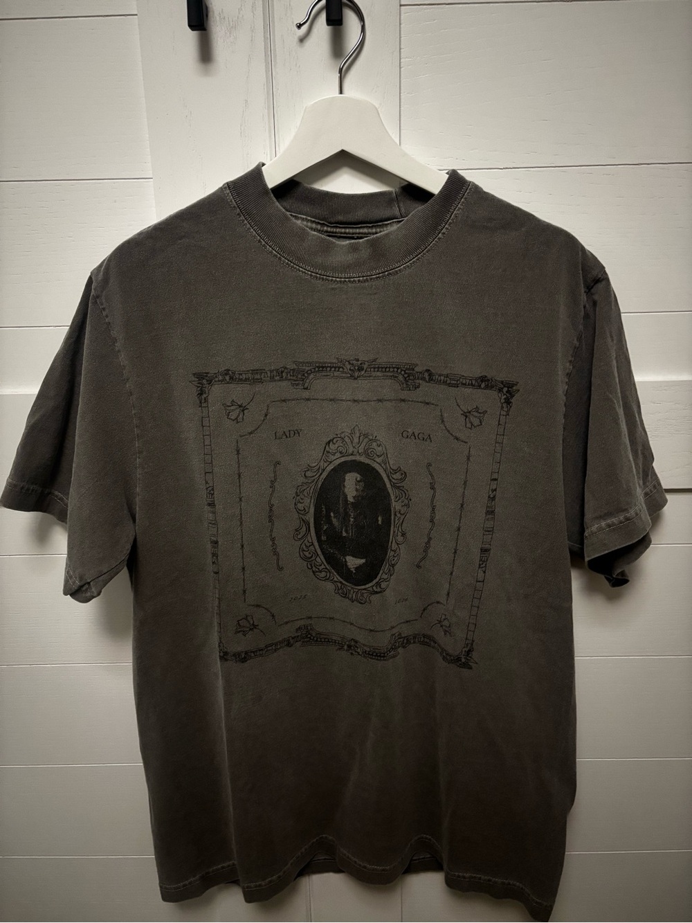 Lady Gaga Graphic Short Sleeve Tee in Washed Dark Gray